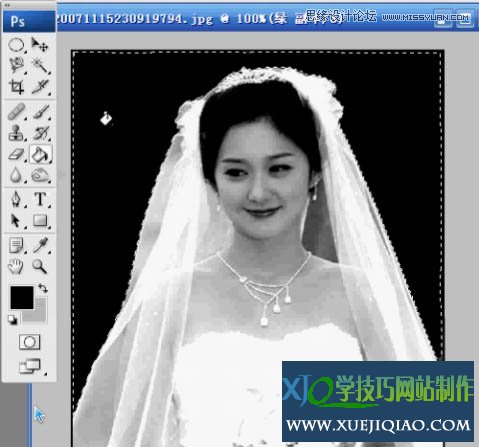 Photoshop使用通道抠出透明婚纱的新娘