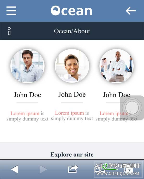 仿Ocean微官网触屏版html5响应式手机wap网站模板